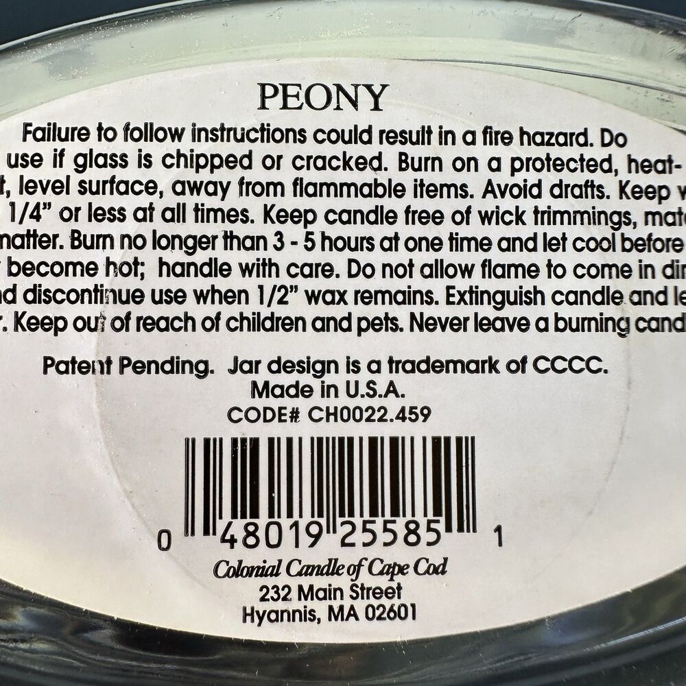 onial Candle Peony Floral Lid Glass Jar Candle Container USA - Picture 10 of 10